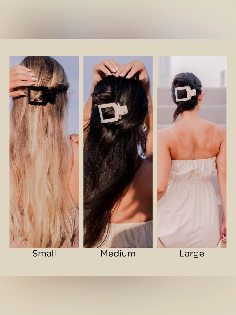 TELETIES • Almond Beige Small Flat Square Hair Clip • New in Packaging